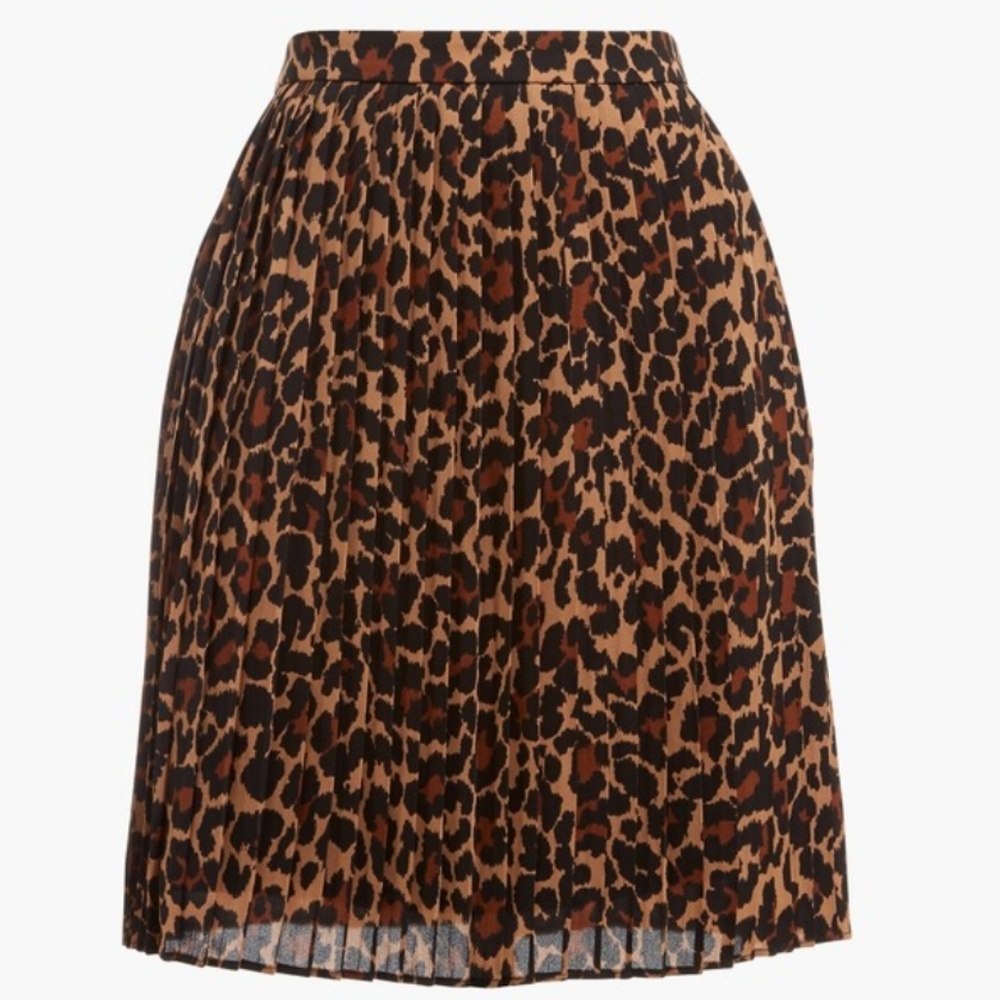 J.Crew Leopard Animal Print Pleated Mini Skirt, Women's Size 6 NWT!